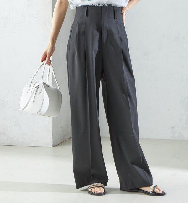 SHIPS for women「〈手洗い可能〉2タック ワイド パンツ（ブラック）」|その他|