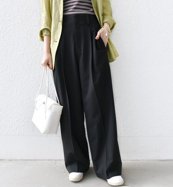 SHIPS for women「〈手洗い可能〉2タック ワイド パンツ（ブラック）」|その他|