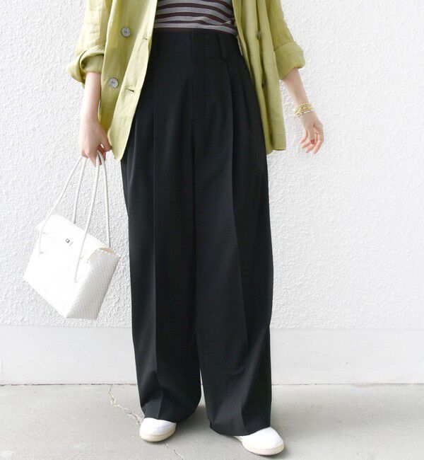 SHIPS for women「〈手洗い可能〉2タック ワイド パンツ（ブラック）」|その他|