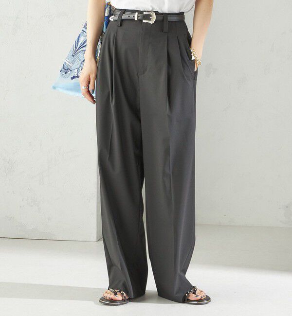 SHIPS for women「〈手洗い可能〉2タック ワイド パンツ（ブラック）」|その他|