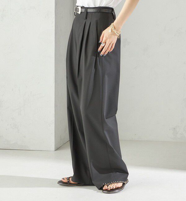 SHIPS for women「〈手洗い可能〉2タック ワイド パンツ（ブラック）」|その他|