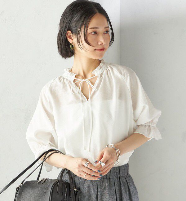SHIPS for women「〈洗濯機可能〉前後 2WAY フリル リボン シアー ブラウス」|シャツ・ブラウス|
