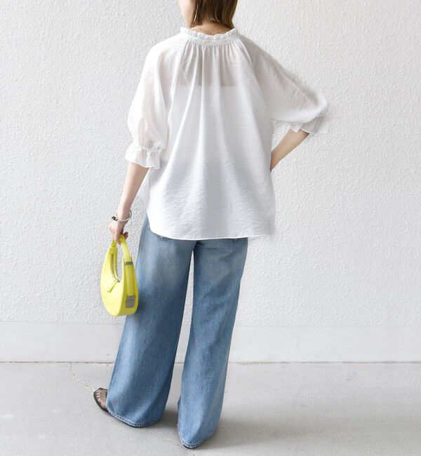 SHIPS for women「〈洗濯機可能〉前後 2WAY フリル リボン シアー ブラウス」|シャツ・ブラウス|