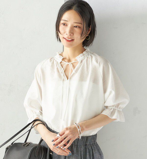 SHIPS for women「〈洗濯機可能〉前後 2WAY フリル リボン シアー ブラウス」|シャツ・ブラウス|