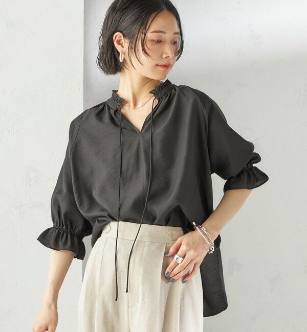 SHIPS for women「〈洗濯機可能〉前後 2WAY フリル リボン シアー ブラウス」|シャツ・ブラウス|
