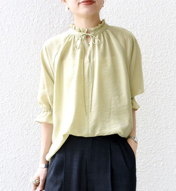 SHIPS for women「〈洗濯機可能〉前後 2WAY フリル リボン シアー ブラウス」|シャツ・ブラウス|