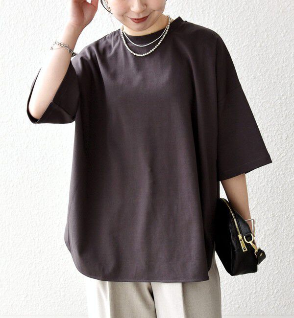 SHIPS any「《一部予約》SHIPS any:〈接触冷感/汗染み防止加工/洗濯機可能〉ラウンドヘム クルー ビッグ TEE」|Tシャツ・カットソー|