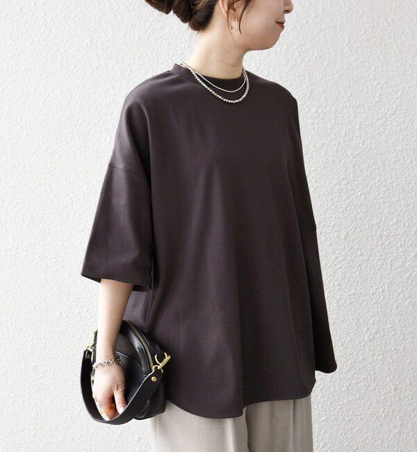 SHIPS any「《一部予約》SHIPS any:〈接触冷感/汗染み防止加工/洗濯機可能〉ラウンドヘム クルー ビッグ TEE」|Tシャツ・カットソー|