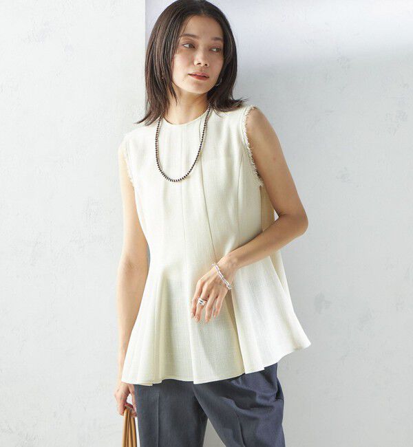 SHIPS for women「〈手洗い可能〉カラミ ペプラム ノースリーブ ブラウス」|シャツ・ブラウス|