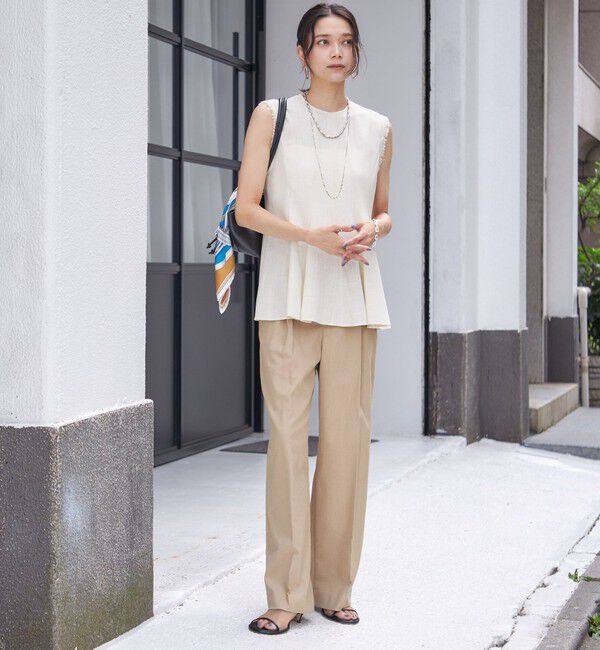 SHIPS for women「〈手洗い可能〉カラミ ペプラム ノースリーブ ブラウス」|シャツ・ブラウス|