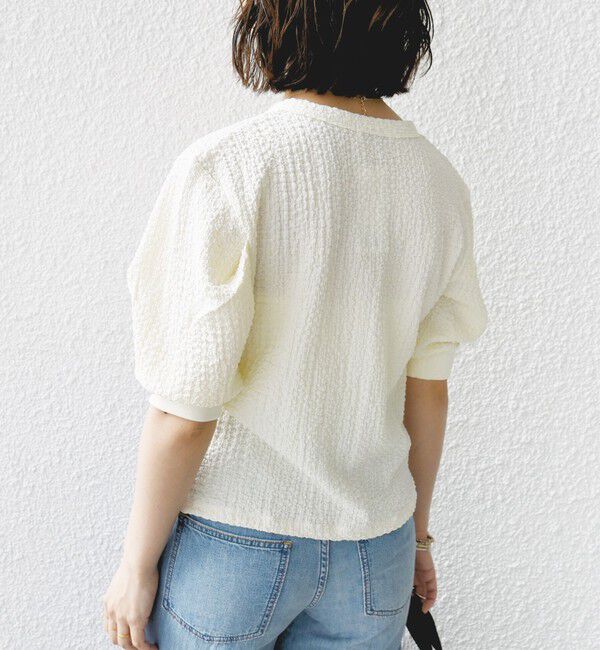SHIPS for women「【WEB限定】〈手洗い可能〉バンピー シャーリング 5分袖 カーディガン」|カーディガン|