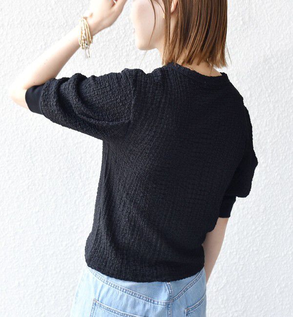 SHIPS for women「【WEB限定】〈手洗い可能〉バンピー シャーリング 5分袖 カーディガン」|カーディガン|