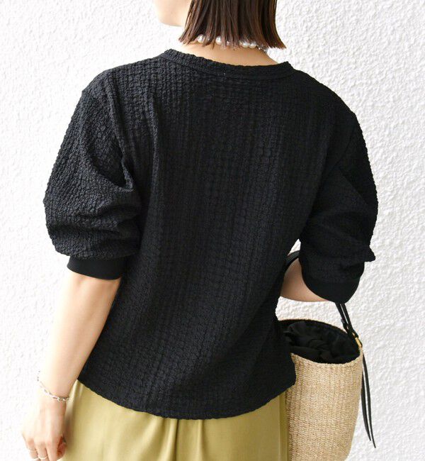 SHIPS for women「【WEB限定】〈手洗い可能〉バンピー シャーリング 5分袖 カーディガン」|カーディガン|