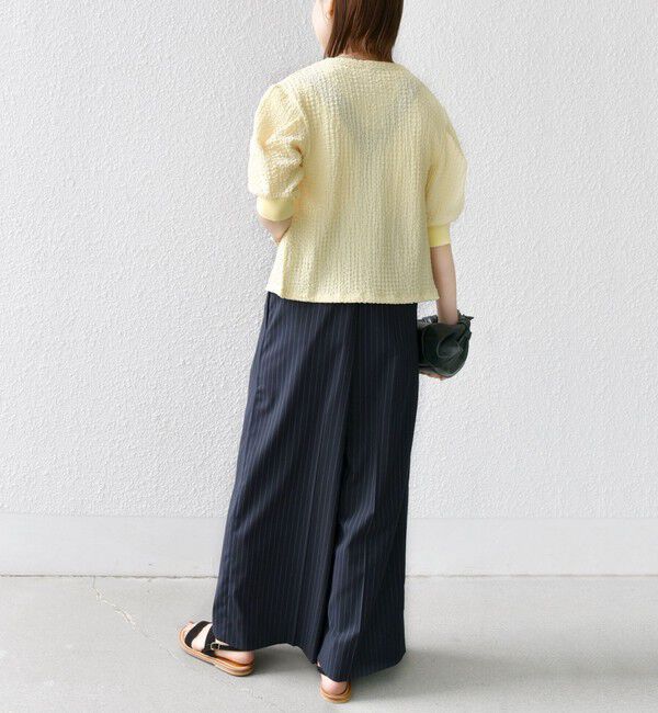 SHIPS for women「【WEB限定】〈手洗い可能〉バンピー シャーリング 5分袖 カーディガン」|カーディガン|