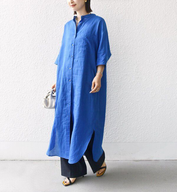 SHIPS for women「〈手洗い可能〉ラミー 4 スタンドカラー シャツ ワンピース」|ワンピース|