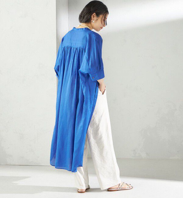 SHIPS for women「〈手洗い可能〉ラミー 4 スタンドカラー シャツ ワンピース」|ワンピース|