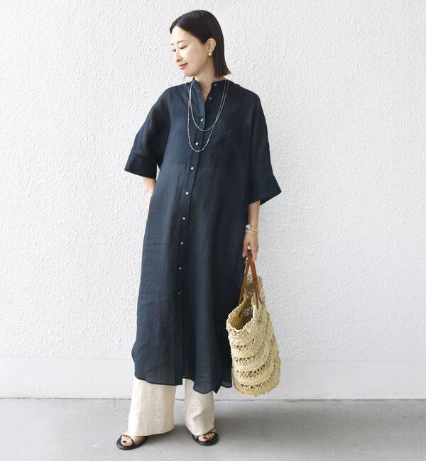 SHIPS for women「〈手洗い可能〉ラミー 4 スタンドカラー シャツ ワンピース」|ワンピース|