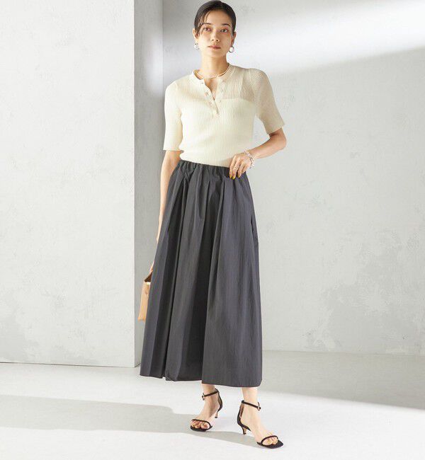 SHIPS for women「〈手洗い可能〉ラミー混 シアー ヘンリー ネック ニット」|ニット・セーター|