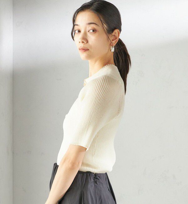 SHIPS for women「〈手洗い可能〉ラミー混 シアー ヘンリー ネック ニット」|ニット・セーター|