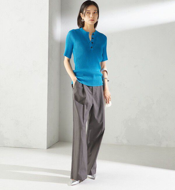 SHIPS for women「〈手洗い可能〉ラミー混 シアー ヘンリー ネック ニット」|ニット・セーター|