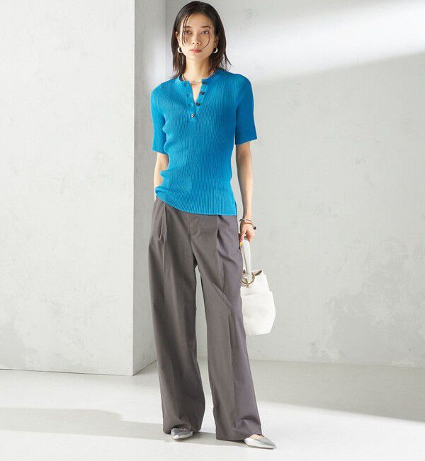 SHIPS for women「〈手洗い可能〉ラミー混 シアー ヘンリー ネック ニット」|ニット・セーター|