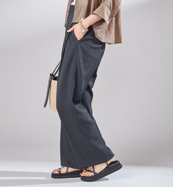 SHIPS for women「〈UVカット / 吸水速乾 / 手洗い可能〉合繊 タック センター プレス パンツ」|スラックス|