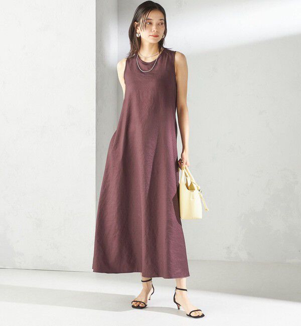 SHIPS for women「〈手洗い可能〉ツイル ノースリーブ ベルト付き ワンピース」|ワンピース|