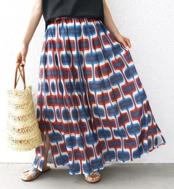 SHIPS for women「【SHIPS別注】UHURU:〈手洗い可能〉シアープリント ギャザー スカート」|スカート|