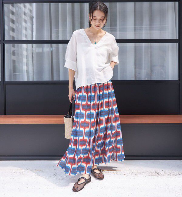 SHIPS for women「【SHIPS別注】UHURU:〈手洗い可能〉シアープリント ギャザー スカート」|スカート|