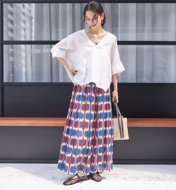 SHIPS for women「【SHIPS別注】UHURU:〈手洗い可能〉シアープリント ギャザー スカート」|スカート|