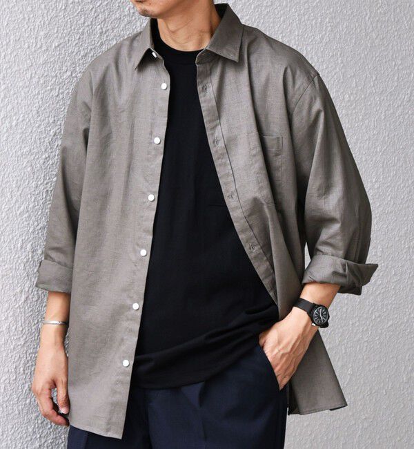 SHIPS any「SHIPS any: コットン/リネン 7分袖 レギュラー シャツ◇◇」|シャツ・ブラウス|オリーブ