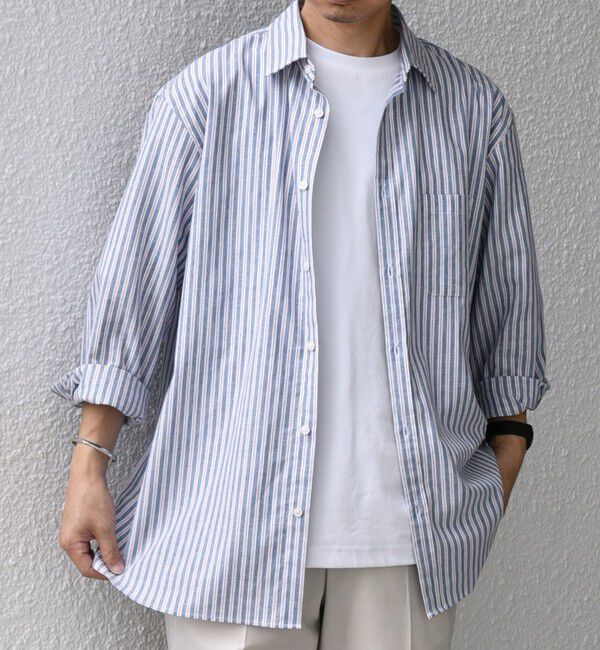 SHIPS any「SHIPS any: コットン/リネン 7分袖 レギュラー シャツ◇◇」|シャツ・ブラウス|ネイビー