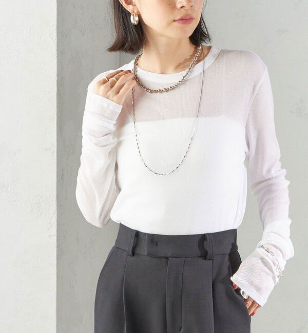 SHIPS for women「s.oyamadaコラボ:〈手洗い可能〉シアー テレコ ロング スリーブ TEE」|Tシャツ・カットソー|ホワイト