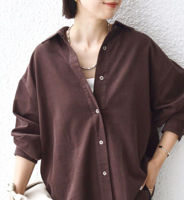 SHIPS for women「【WEB限定】〈洗濯機可能〉コーデュロイ ギャザー シャツ 羽織」|シャツ・ブラウス|