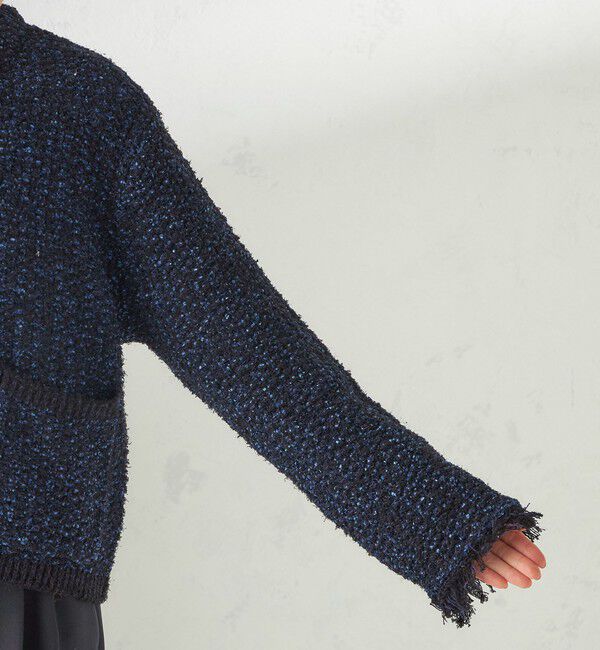 SHIPS for women「〈手洗い可能〉ミックスカラー ニット ジャケット」|ノーカラージャケット|