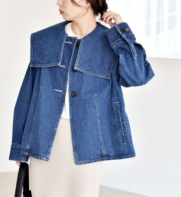 quaranciel「quaranciel:〈洗濯機可能〉セーラーカラー デニム ブルゾン」|デニムジャケット|
