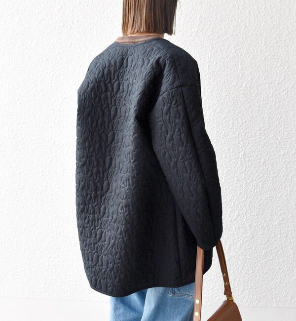 SHIPS any「SHIPS any: キルティング ステッチ ノーカラー ミディ コート」|ノーカラーコート|