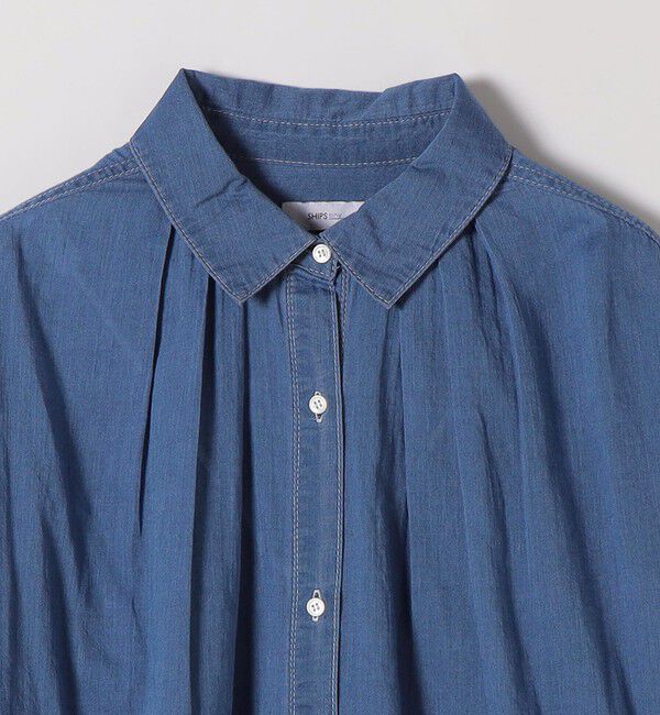 SHIPS any「SHIPS any:〈手洗い可能〉シアー デニム フラワー エンブロ タック シャツ」|シャツ・ブラウス|
