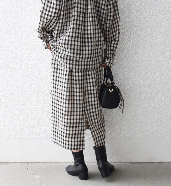 SHIPS any「SHIPS any:〈洗濯機可能〉ギンガムチェック サッカー タイト スカート」|スカート|