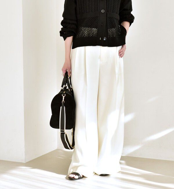 quaranciel「quaranciel:〈手洗い可能〉サテン ワイド ストレート スラックス」|その他|