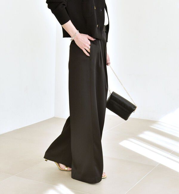 quaranciel「quaranciel:〈手洗い可能〉サテン ワイド ストレート スラックス」|その他|