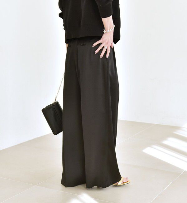 quaranciel「quaranciel:〈手洗い可能〉サテン ワイド ストレート スラックス」|その他|