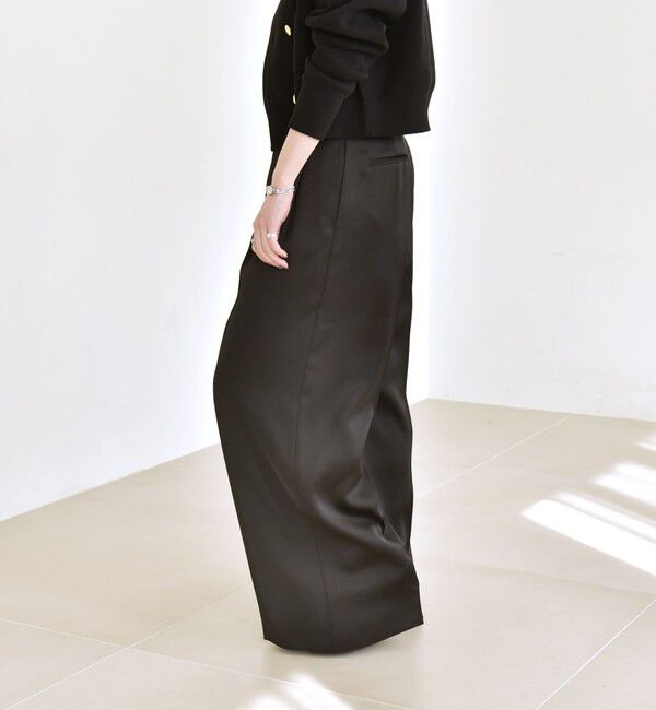 quaranciel「quaranciel:〈手洗い可能〉サテン ワイド ストレート スラックス」|その他|