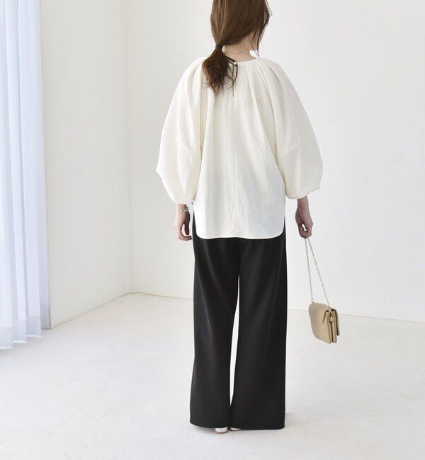 quaranciel「quaranciel:〈洗濯機可能〉ツイル スキッパー ボリューム ブラウス」|シャツ・ブラウス|