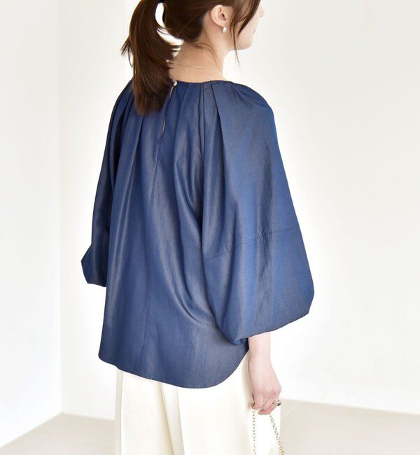 quaranciel「quaranciel:〈洗濯機可能〉ツイル スキッパー ボリューム ブラウス」|シャツ・ブラウス|
