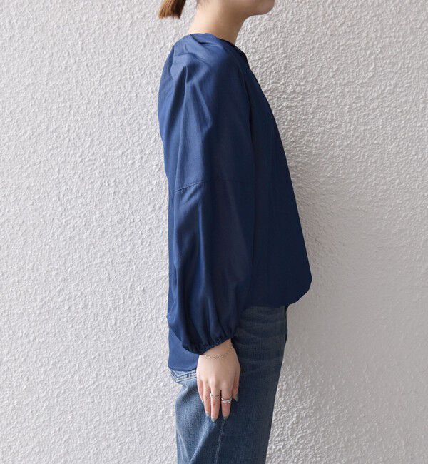 quaranciel「quaranciel:〈洗濯機可能〉ツイル スキッパー ボリューム ブラウス」|シャツ・ブラウス|