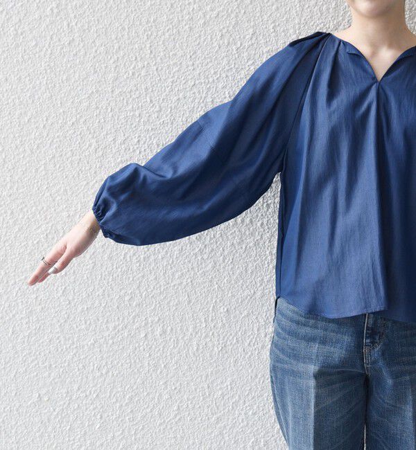 quaranciel「quaranciel:〈洗濯機可能〉ツイル スキッパー ボリューム ブラウス」|シャツ・ブラウス|