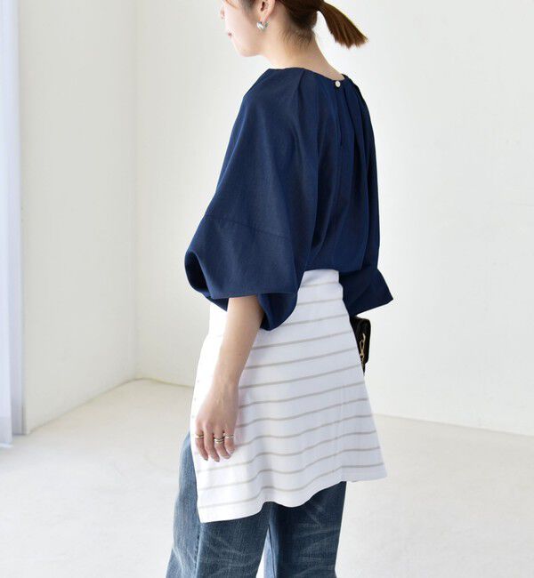 quaranciel「quaranciel:〈洗濯機可能〉ツイル スキッパー ボリューム ブラウス」|シャツ・ブラウス|