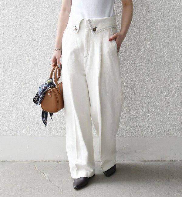 SHIPS any「SHIPS any:〈洗濯機可能〉カルゼ ターンバック ハイウエスト テーパード パンツ」|その他|