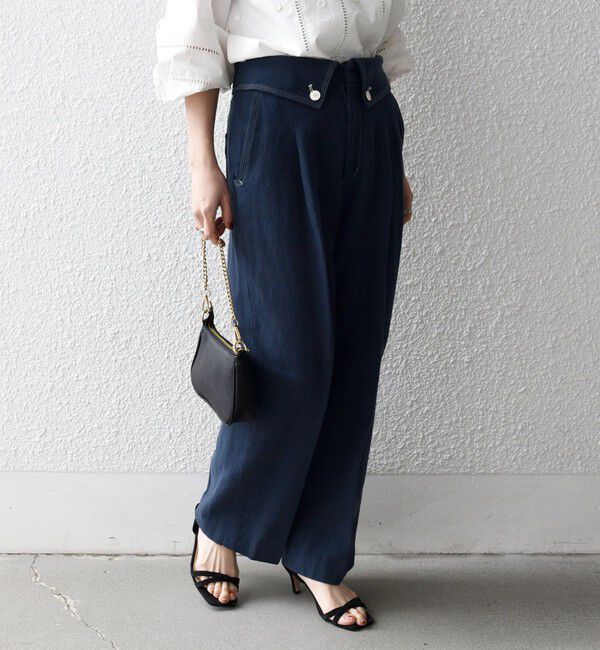 SHIPS any「SHIPS any:〈洗濯機可能〉カルゼ ターンバック ハイウエスト テーパード パンツ」|その他|